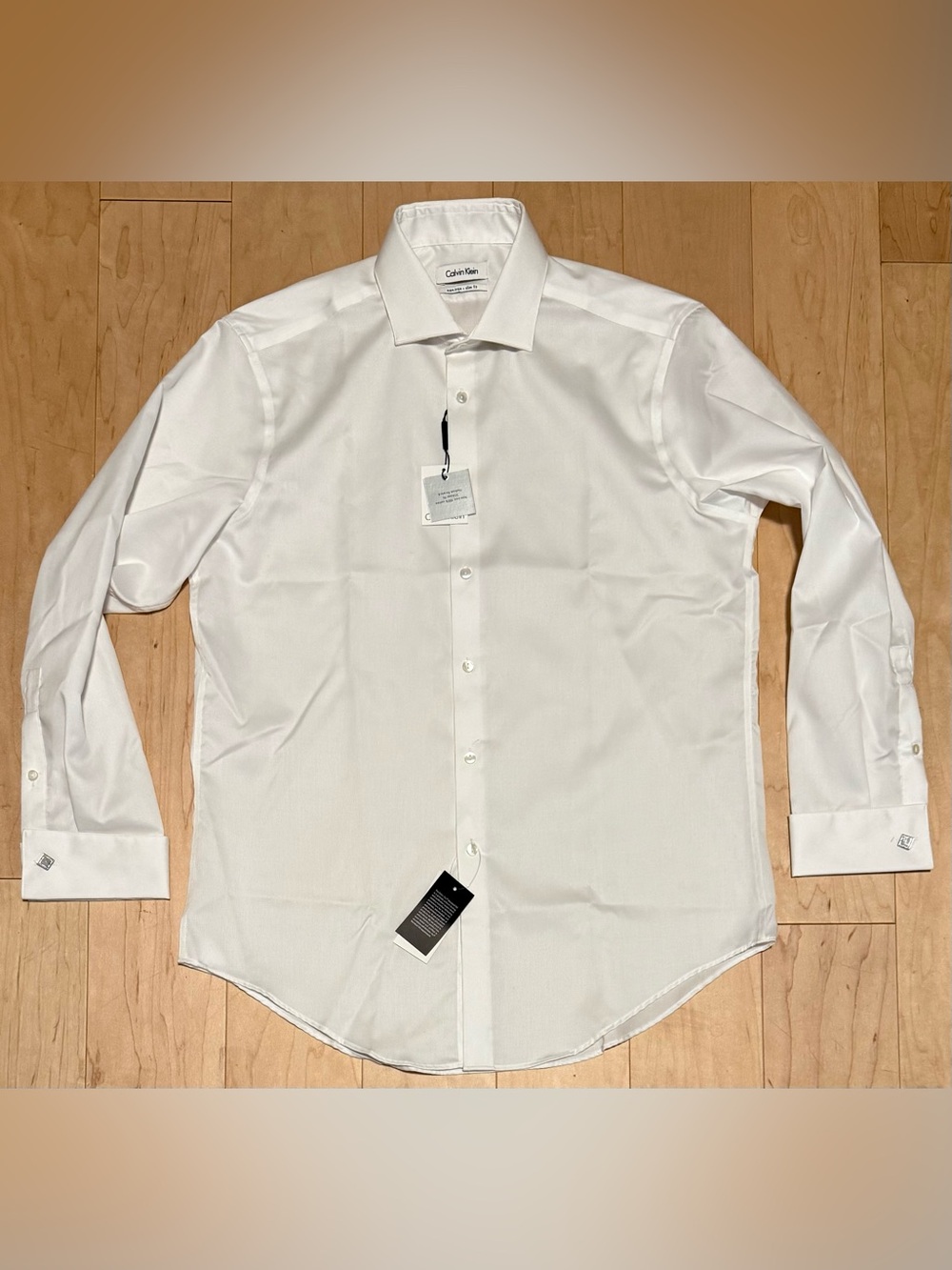 NWT Calvin Klein Dress Shirt Slim White French Cuff Non-Iron Men’s 16 32/33